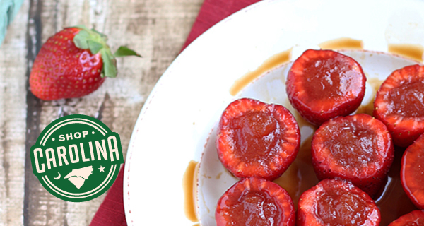 These strawberries are stuffed to the brim with a sweet jam and drizzled to perfection to get that perfect balance of sweet and tangy."