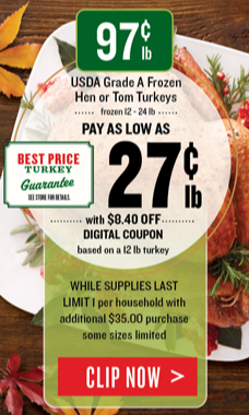 Turkey Price & Digital Coupon Info - Nov 2022