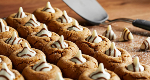 White Chocolate Kissed Gingerbread Cookies 