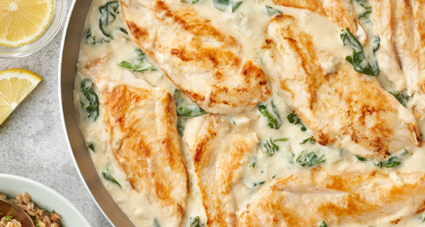 Healthy Lemon Chicken Scallopini with Spinach