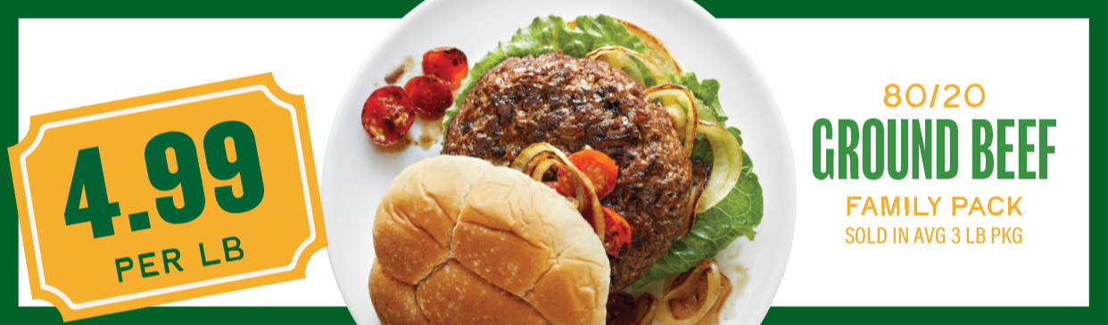 Ground Beef Family Pack $4.99/lb