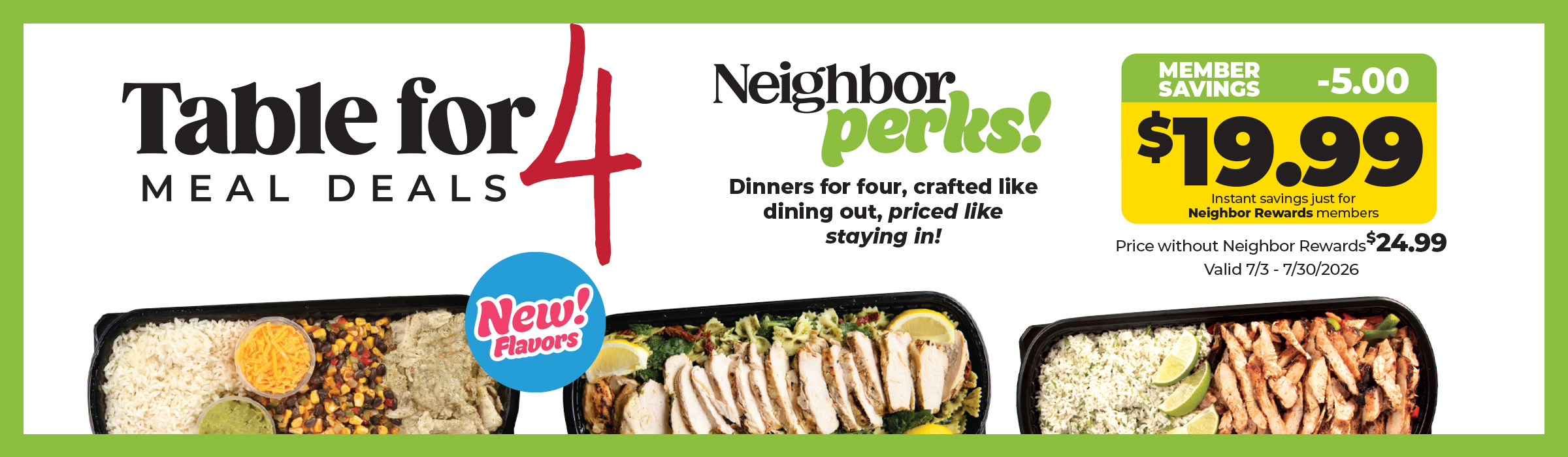 Table for 4 Meal Deals - Save up to $5 with Neighbor Perks